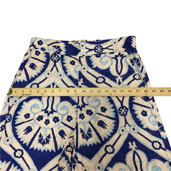 NWT Christian Siriano Linen Blend Wide Leg Crop Floral Geo Pants Women’s Medium - Picture 4 of 12